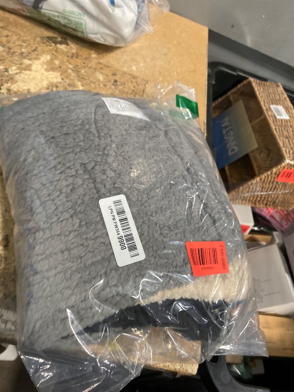 Photo 1 of 1 Pack 3 Calming Blankets Fluffy Premium Fleece Pet Blanket Soft Sherpa Throw for Dog Puppy Cat Beige/Black/Grey Small (23" x16'')