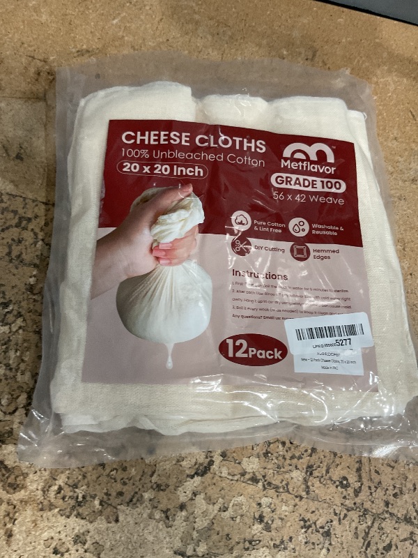 Photo 1 of Reusable Cheese Cloths 20x20 Inch, 100 Grade Cheese Cloth Hemmed 4 Edges, 100% Unbleached Cotton Cheesecloth for Cooking, Muslin Cloth Strainer for Baking, Juicing, Cheese, Crafts Making