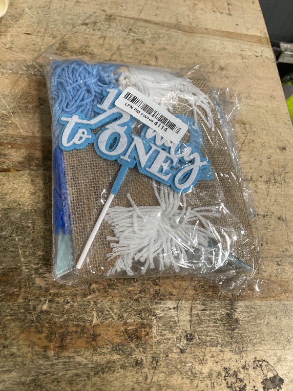 Photo 1 of 1/2 Birthday Boy Half Birthday Decorations – 4PCS Blue 6 Month Party Set with 1/2 Way to One Banner, Halfway High Chair Banner, Cake Topper and Hat for 6 Month Baby Boy Photo Shoot Decor