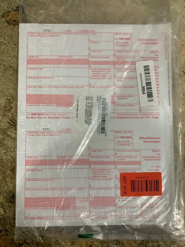 Photo 1 of 1099 MISC Forms 2025 Laser Tax Forms 4 Part Kit for 25 Individuals - Designed for QuickBooks and Accounting Software 1099 Misc 2025