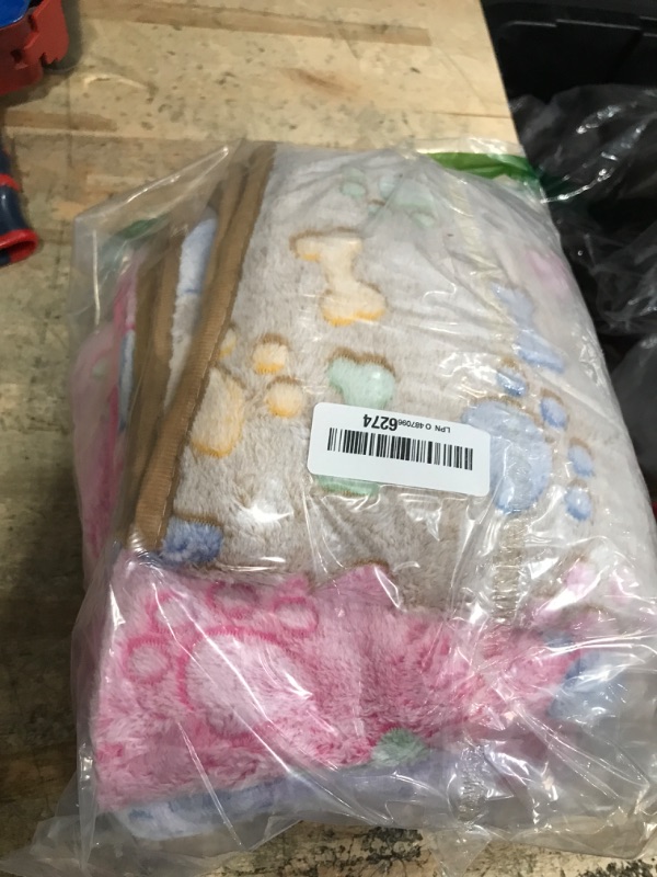 Photo 1 of 1 Pack 3 Blankets Super Soft Fluffy Premium Fleece Pet Blanket Flannel Paw Printed Throw for Dog Puppy Cat(Large 41x31'', Purple, Pink, Brown)