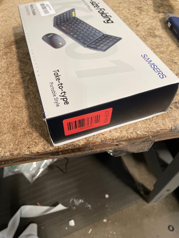 Photo 1 of **MISSING DONGLE** Foldable Keyboard and Mouse, Samsers Folding Bluetooth Keyboard Combo, 2.4G + BT5.0 x 2, Full-Size Portable Travel Keyboard & Rechargeable Wireless Mouse for Windows Android iOS Mac OS, Starlight