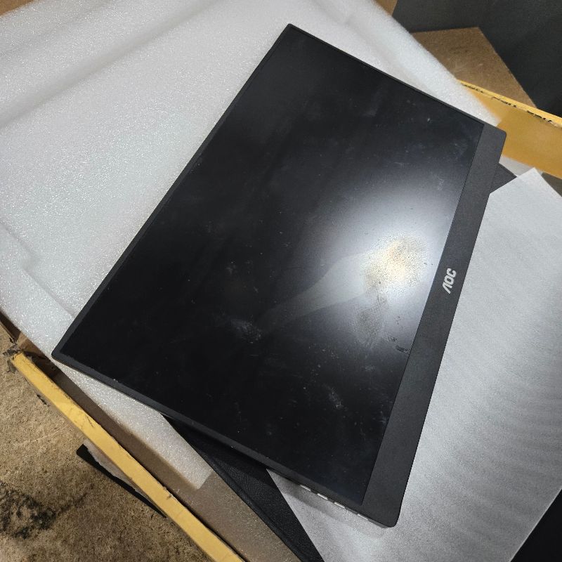 Photo 1 of *SCREEN BROKEN**.  AOC 16T20 Portable Monitor 15.6" FHD 1080p IPS Display, USB-C, Mini HDMI, Built-in Speakers, Travel Monitor with Smart Cover, Compatible with Laptops, MacBook, Gaming Console Ready