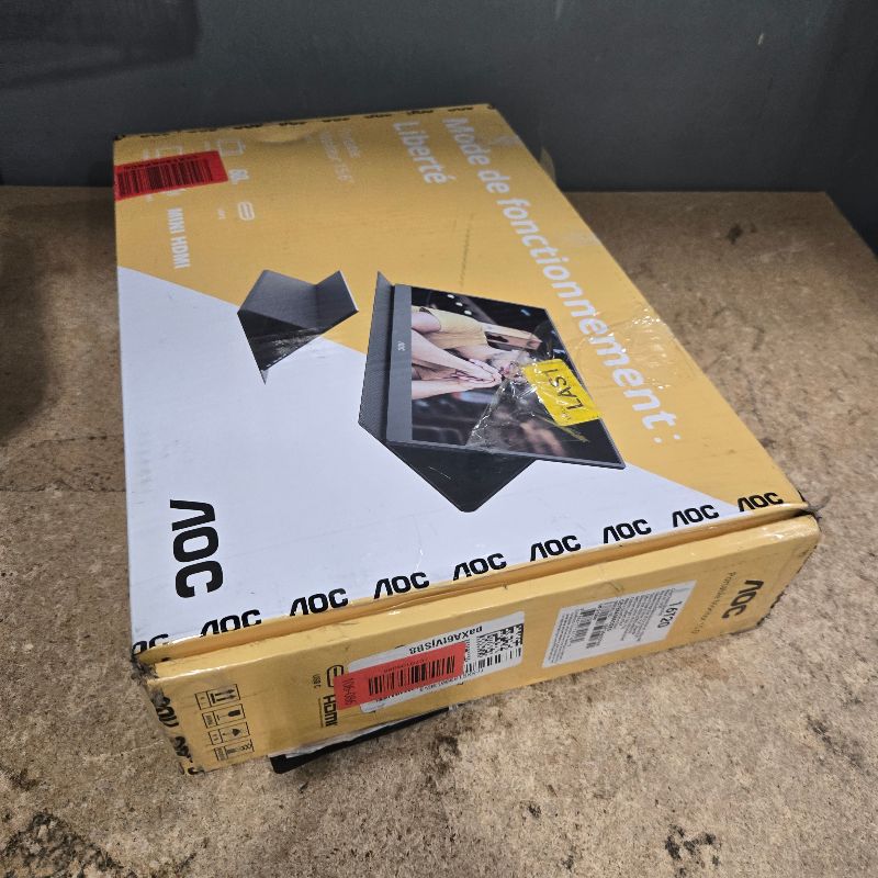 Photo 1 of *SCREEN BROKEN**.  AOC 16T20 Portable Monitor 15.6" FHD 1080p IPS Display, USB-C, Mini HDMI, Built-in Speakers, Travel Monitor with Smart Cover, Compatible with Laptops, MacBook, Gaming Console Ready