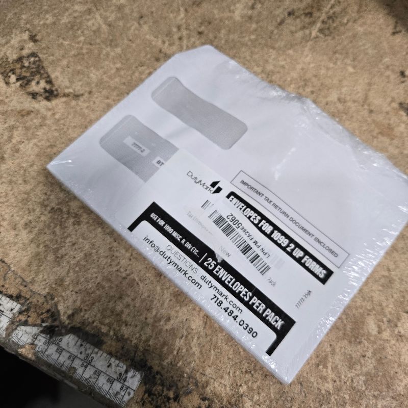 Photo 1 of 1099 MISC Tax Envelopes - Designed for 1099 Laser Forms, Misc, Div, Int, R, in 1098, form QuickBooks or Similar Tax Software, Self-Seal Double-Window Security tinded -5 5/8 Inch x 9 Inch, 25 Envelopes