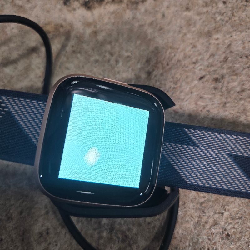 Photo 1 of **Screen Broken*** Fitbit Versa 2 Special Edition Health and Fitness Smart Watch with Heart Rate, Music, Alexa Built-In, Sleep and Swim Tracking, Navy and Pink Woven/Copper Rose, One Size (S and L Bands Included), 2.3