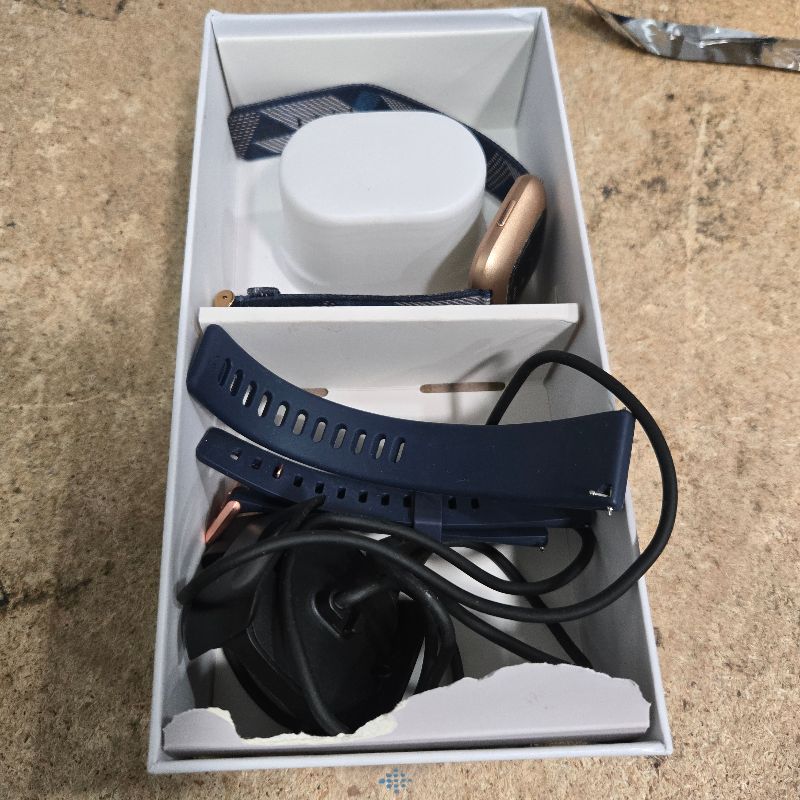 Photo 1 of **Screen Broken*** Fitbit Versa 2 Special Edition Health and Fitness Smart Watch with Heart Rate, Music, Alexa Built-In, Sleep and Swim Tracking, Navy and Pink Woven/Copper Rose, One Size (S and L Bands Included), 2.3