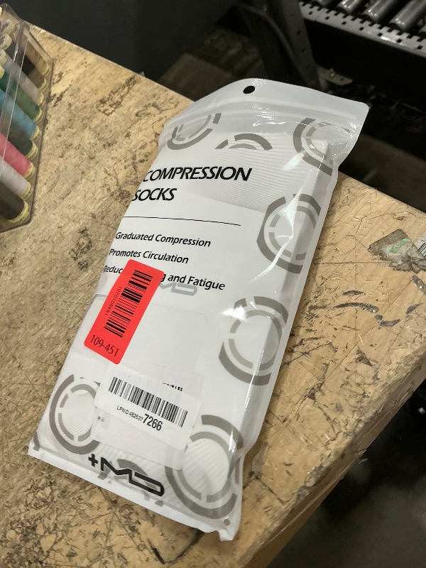 Photo 1 of +MD 2 Pairs Compression Socks for Women & Men Grade 20-30 mmHg, Open-Toe knee High Stocking, Support for edema, Varicose Veins, Nude, Large