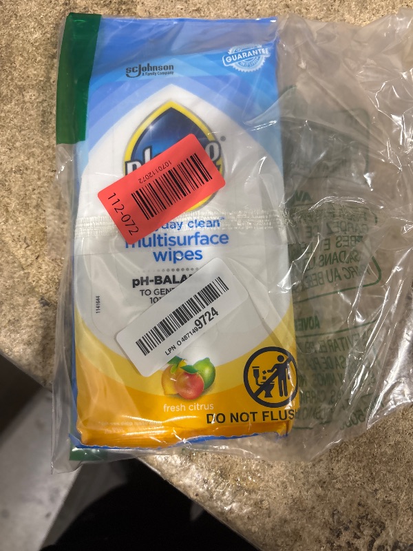 Photo 1 of *ONLY 1 PACK* Pledge Multisurface Cleaning Wipes, pH Balanced, Fresh Citrus, 25 Count