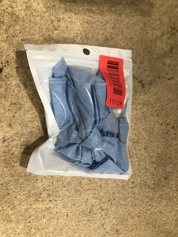 Photo 1 of 2pc Light Blue Hair Bows Clips 4” Cotton Linen Ribbon Alligator Barrettes Hairpins for Toddler Teen Girl Women Birthday Summer Beach Party School Dress Decor Accessories Gift