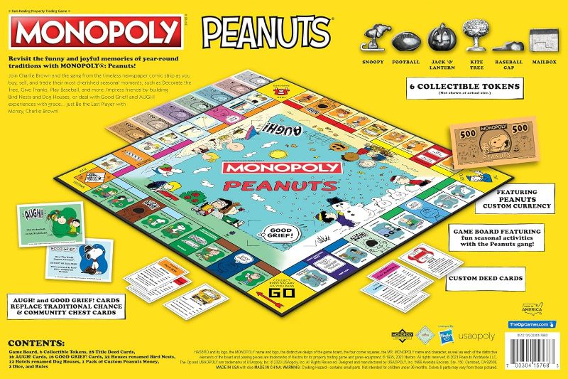 Photo 1 of ***RETAILS $50*** Monopoly Peanuts Board Game, Play as Snoopy on Sled, Baseball Cap, Kite Eating Tree & More, Officially Licensed and Collectible Monopoly Game Based On The Famous Comic Strip Peanuts