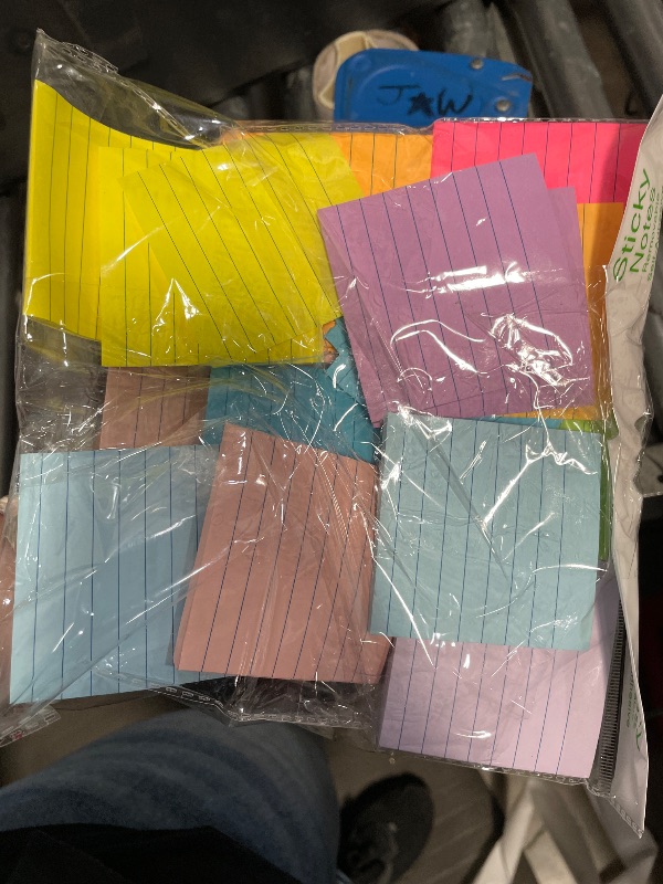 Photo 1 of (18 Pads) Lined Sticky Notes 3x3 in Bright Ruled Post Stickies Colorful Super Sticking Power Memo Pads