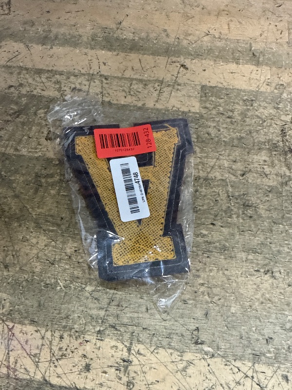 Photo 1 of 1 PCS 6 Inch Yellow Chenille Letters Patches - Iron On Varsity Alphabet, Large Letters for Clothing, Backpacks, Hats, Jeans with Black Border (A)