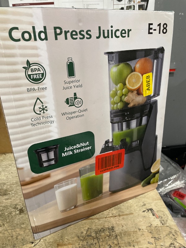 Photo 1 of ***missing accessories*** EanOruus Juicer Machines, 3-in-1 Cold Press Juicer with 6.5" Extra Large Chute, 100oz Large Capacity, AC Motor, Makes Juice, Nut Milk & Sorbet, Premium Gray