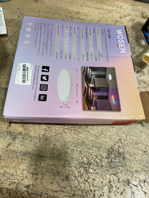 Photo 1 of 1 Pack 12 Inch Smart Ceiling Light Fixture, RGB LED Flush Mount Ceiling Light with Night Light, 24W 2400LM Ultra-Slim Ceiling Light with Remote, 16 Million DIY Colors, Works with Alexa/Google Home