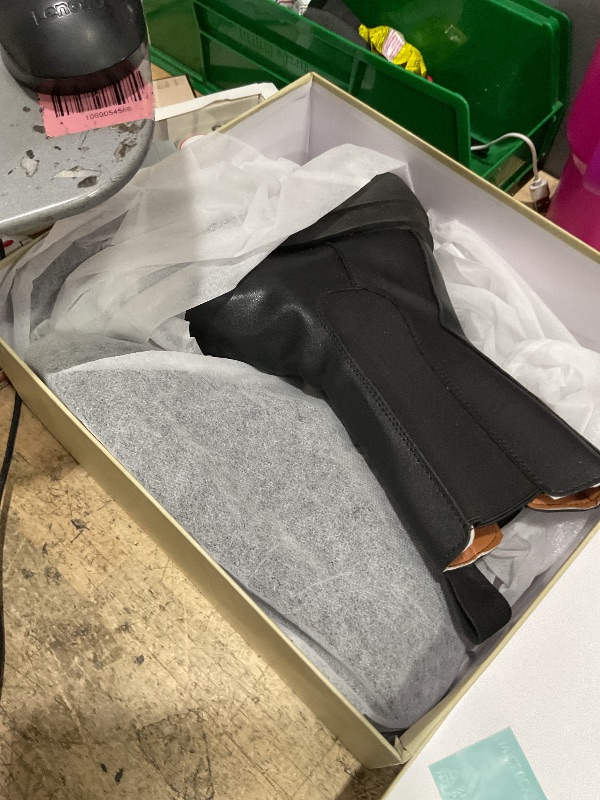 Photo 1 of (SHORT BOOT CUT) SOVANYOU Black Leather Boots Platform Knee High Boots for Women Chunky Block Heeled Boots Square Toe Go-Go Boot High Heel Tall Boots Side Zip