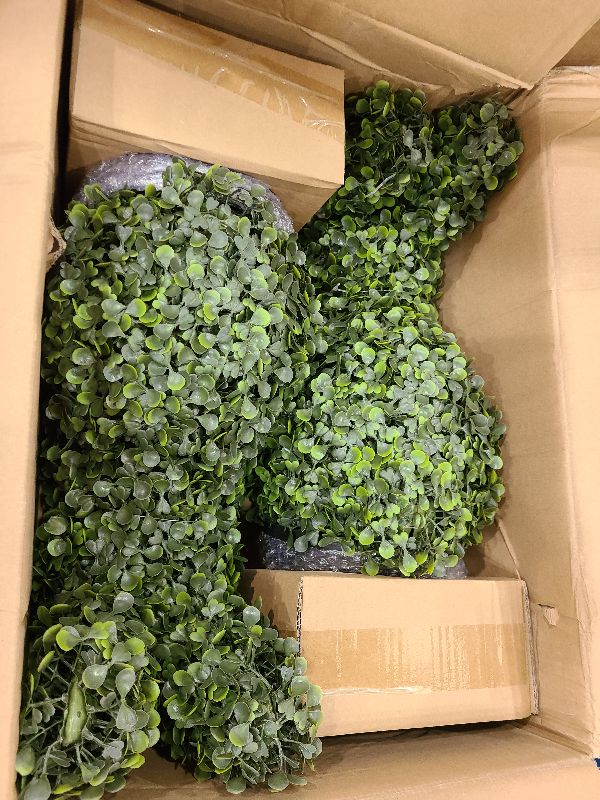 Photo 1 of 2 Pcs Artificial Bunny Shaped Topiary Trees, Artificial Green Boxwood Bunny Decorations with Gold Bow, Perfect for Indoor & Outdoor Front Porch, Easter& Garden Decor (Bunny Tree with Base)