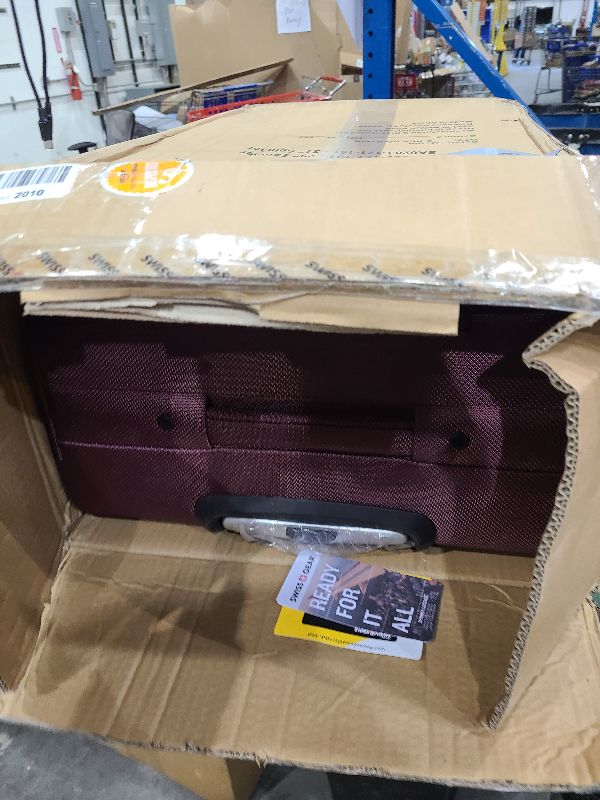 Photo 1 of **MSRP 133.40**SWISSGEAR Sion Softside Expandable Spinner Luggage Durable Lightweight Travel Suitcase, Merlot, Checked-Medium 25-Inch