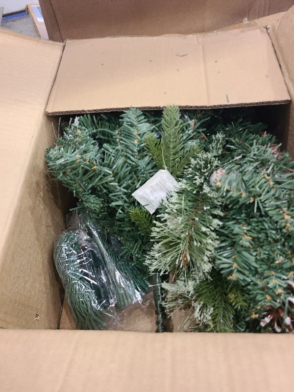 Photo 1 of 2 Pack 33" Outdoor Christmas Tree Urn Fillers with 50 Warm&Colorful Change Lights 8 Modes Timer Christmas Decorations Outdoor 230 Branches Pinecones Berries Tripod Stakes Battery Operated Yard Porch