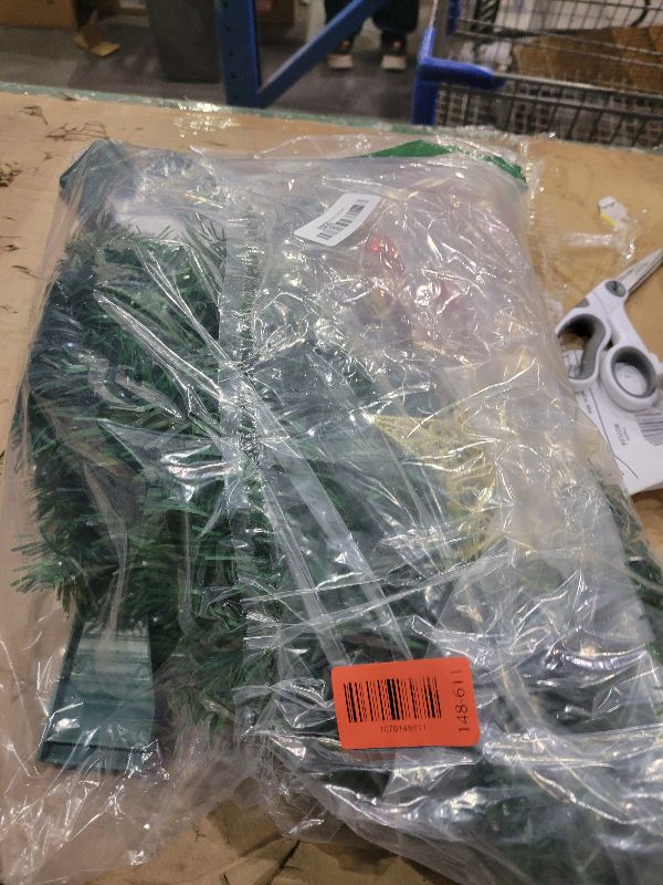 Photo 1 of 3 Ft Green Christmas Tree Tinsel Dual Color Change Timer 12 Modes DIY 50 Colored & Warm White Lights 15 Ball Ornaments Star Battery Operated Small Artificial Full Xmas Tree Table Indoor Holiday Decor