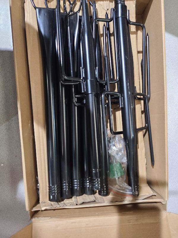 Photo 1 of 10Ft String Light Poles 4 Pack,Light Poles for Outside Lights,Outdoor with Fence Brackets Hanging Lights,Metal Stand Deck Patio Backyard