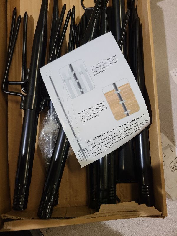 Photo 1 of 10Ft String Light Poles 4 Pack,Light Poles for Outside Lights,Outdoor with Fence Brackets Hanging Lights,Metal Stand Deck Patio Backyard