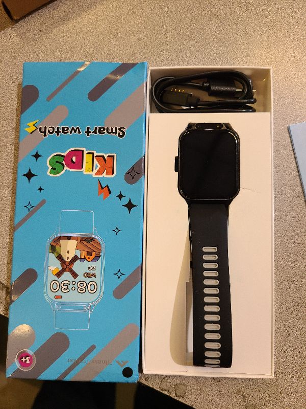 Photo 1 of 1.85" Kids Watch, AI(Translation/Q&A/Watch Face/Image Recognition)Smartwatches with Heart Rate,Sleep Monitor,Video Music Pedometer,NO APP/Phone, Gifts for 3-12 Years old Boys Girls(Built-in AI, Black)