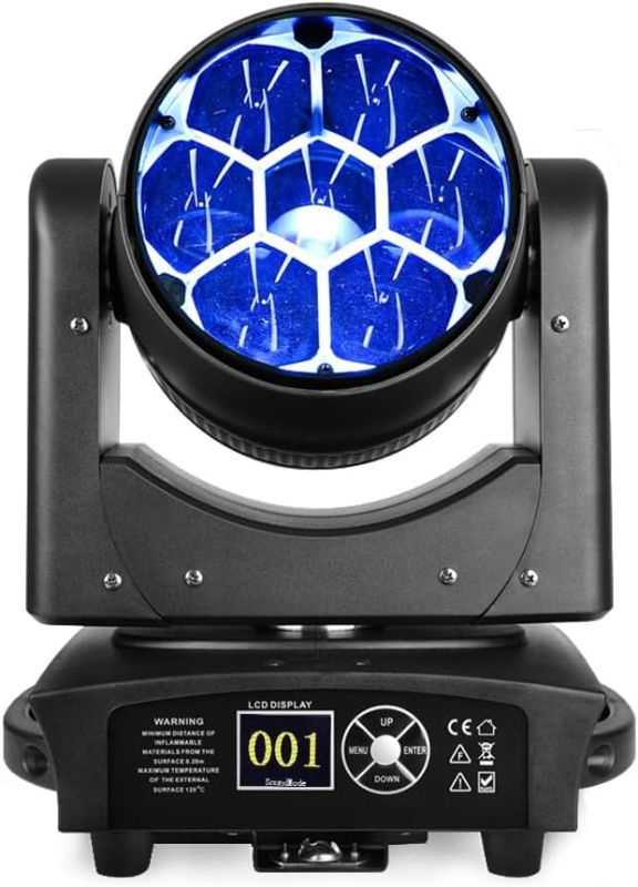 Photo 1 of **MSRP 289.99**BETOPPER LM0740 Moving Head Light 7x40W RGBW Beam/Wash/Zoom/CTO Effect Bee Eye LED Stage Lighting Spot Lights with Sound Activated for DJs, Bars, Christmas, and Home Party Lighting,1 Pack