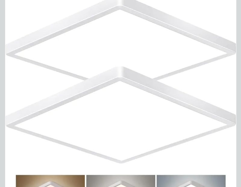 Photo 1 of 16 Inch Square LED Flush Mount Ceiling Light 2 Pack, 36W 3600LM, 3000K/4000K/6000K CCT Selectable, White Super Slim Low Profile Ceiling Light Firxtue for Bedroom/Kitchen/Living room/Dinning room
