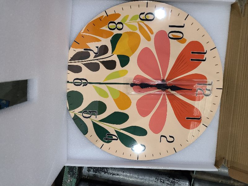 Photo 1 of 16 Inch Large Retro Floral Wall Clock - Magnificent Floral Display In Retro Tones, Silent Non-Ticking Wall Clocks Decorative, Battery Operated, Analog Round Clock For Living Room & Dining Area