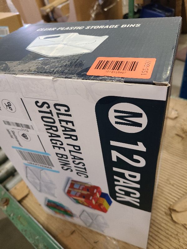 Photo 1 of 12 PACK Multi-Use Clear Plastic Storage Bins for Organizing w/ Labels - Home, Kitchen, Bathroom, Office, Pantry Cabinet Shelf Organizer Bins - SOHO Collection, RV, Fridge Organization Containers