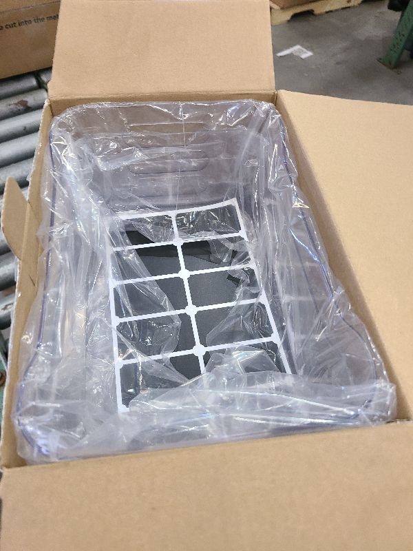 Photo 1 of 12 PACK Multi-Use Clear Plastic Storage Bins for Organizing w/ Labels - Home, Kitchen, Bathroom, Office, Pantry Cabinet Shelf Organizer Bins - SOHO Collection, RV, Fridge Organization Containers