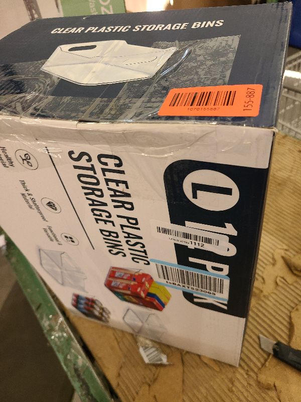 Photo 1 of 12 PACK Multi-Use Clear Plastic Storage Bins for Organizing w/Labels - Home, Kitchen, Pantry, Bathroom, Office, Cabinet Shelf Organizer Bins - SOHO Collection, RV, Fridge Organization Containers - L