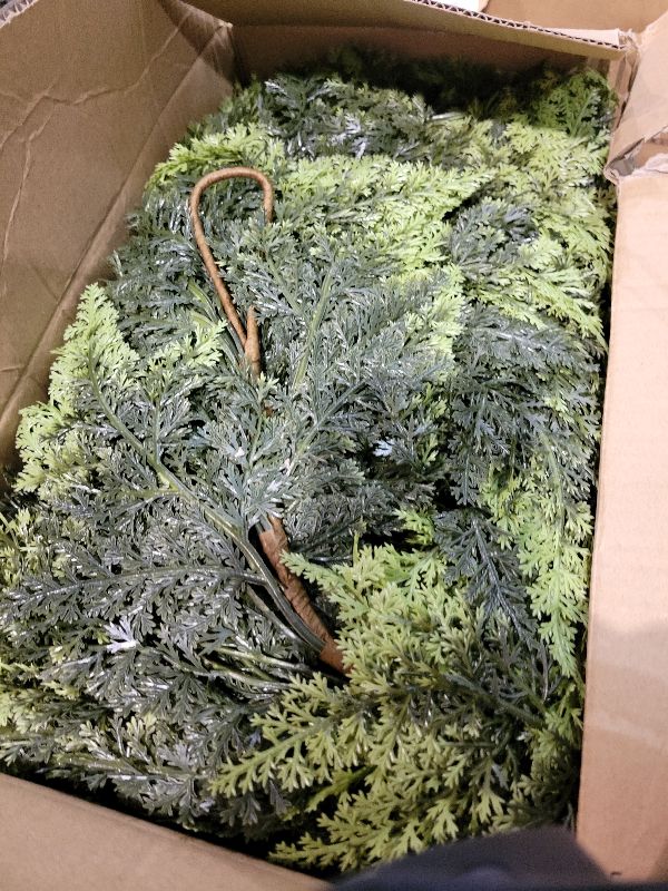 Photo 1 of 2 Pcs 9 FT Christmas Cedar Garland, Real Touch Soft & Thickness Greenery Pine Garland for Mantle Table Fireplace Outdoor Indoor Christmas Decorcorations