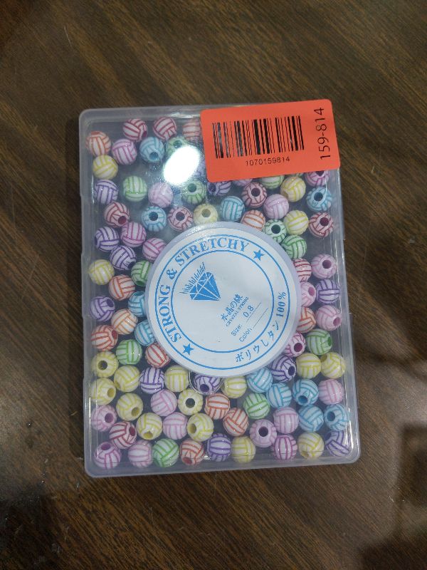 Photo 1 of 100pcs Volleyball Beads with 5.5 Yard Elastic Rope,Acrylic Sports Beads DIY Spacer for Necklace Bracelet Keychains Handmade Jewelry Making Accessories Craft Supplies,12mm(Rainbow Volleyball)