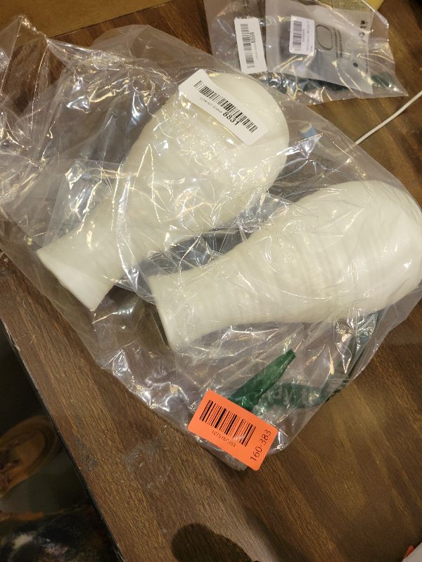 Photo 1 of 2 Pack Composite Plastics Flower Vase, Unbreakable Ceramic Look Vase for Home Decor Centerpieces, Arranging Bouquets (White)