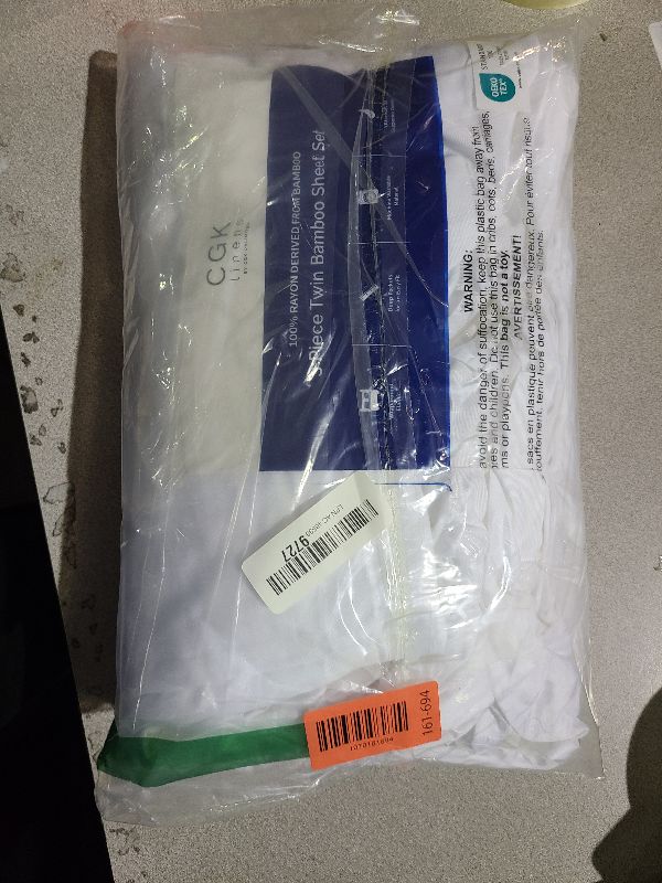 Photo 1 of 100% Rayon Derived From Bamboo - Bamboo Sheets Twin Size - Cooling Sheets for Twin - Ultra Soft, Breathable & Hotel Luxury Bedding - 1 Flat & 1 Fitted & 1 Pillowcase w/ 16 Inch Deep Pockets - White