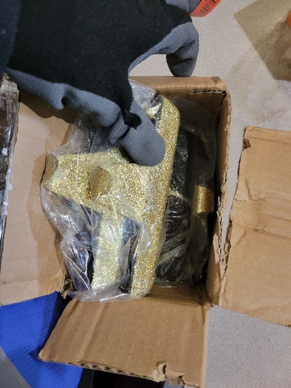 Photo 1 of [Glitter] Stocking Holders for Mantle Gold - Set 6, Metal Christmas Stocking Holder, Weighted Stocking Hangers with Non-Slip Protective Pad, Flat Stocking Holders for Mantle | TV Stand | Staircase