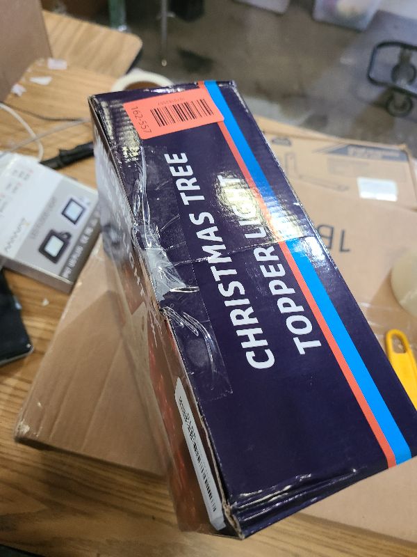 Photo 1 of 10" Christmas Tree Topper Projector with 6 Projection Modes, Built-in LED Rotating Light, 3D Glitter Dynamic Projector Light Up Tree Topper Star for Xmas Holiday Party Decorations Gifts (Gold)