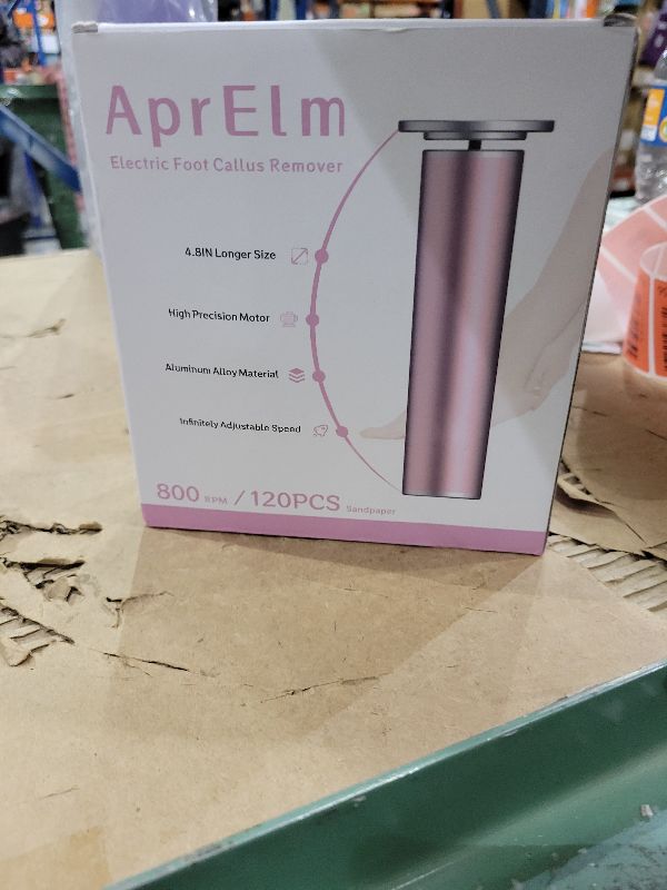Photo 1 of AprElm 4.8IN Longer Electric Foot Callus Remover with 120pcs Sandpaper Discs, Professional Aluminum Callus Remover for Feet, Stepless Speed Control Pedicure Tools for Dead Skin (Pink-pro)