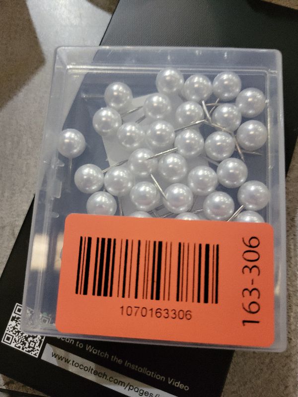View 2 of 60 Pcs Push Pins, Thumb Tacks for Decorative Wall, Pearl White Thumbtacks for Bulletin Board Corkboard Map Calendar Photo Home Office