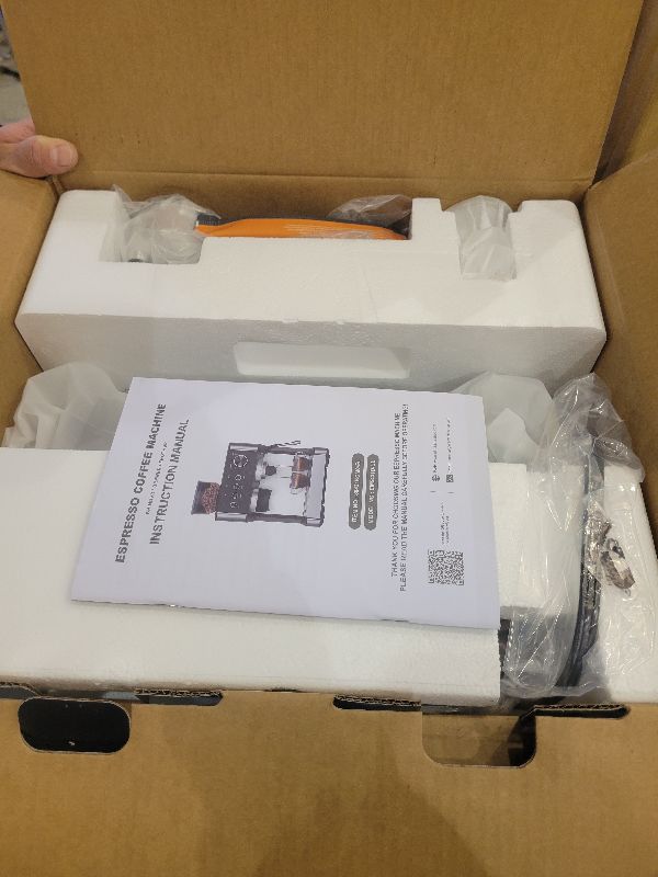 Photo 1 of (2025 Upgrade)20 Bar Espresso Machine with Built-in Anti-Clog Coffee Grinder, Expresso Coffee Machines with Milk Steam Wand/Frother/Tamping Tools,Espresso Maker with Grinder for Lattes-Charcoal