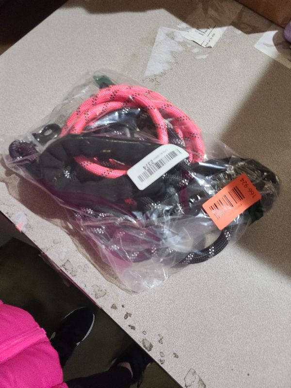 Photo 1 of 2 Pack Dog Leash, 4/5//6 FT Heavy Duty Nylon Rope Pet Leashes with Comfortable Padded Handle, Reflective Dog Leashes for Small Medium and Large Dogs (6FT-1/2,Black/Pink)
