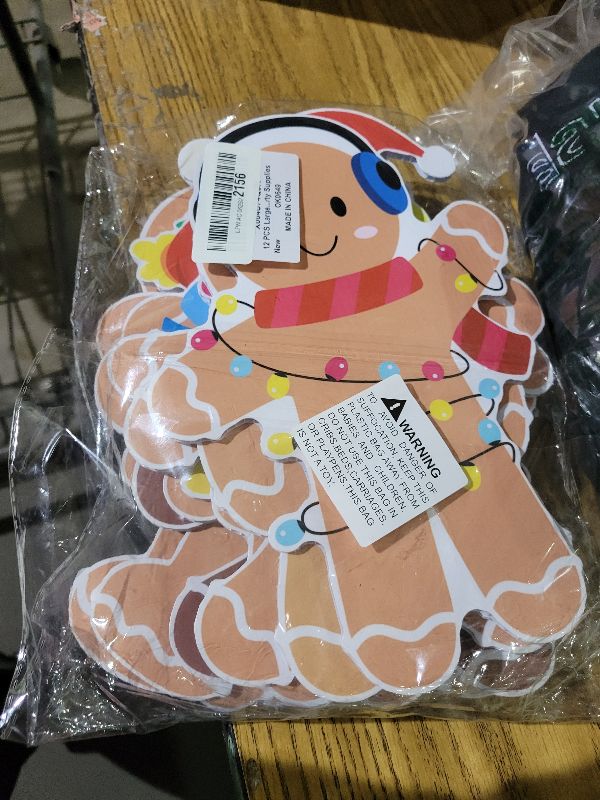 Photo 1 of 12 PCS Large Gingerbread Christmas Decorations Tree Picks Ornaments Gnome Cute Rustic Gingerbread Man Tree Topper Ornaments Decor for Home Office Winter Holiday Xmas Party Supplies
