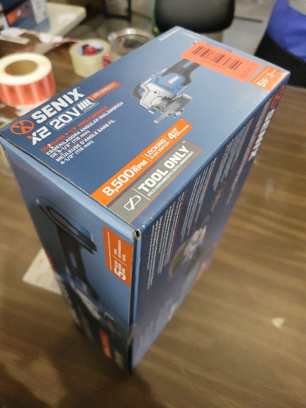 Photo 1 of SENIX PAX2115-M2-0 X2 20 Volt Max* 4-1/2-Inch Brushless Angle Grinder Tool, 8500 RPM Max, 3-Position Auxiliary Handle, Spring-Loaded Safety Slide Switch, Tool Only, Battery Not Included
