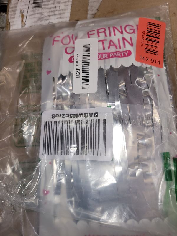 Photo 1 of 2 Pack Foil Curtain Backdrop Silver Metallic Tinsel Foil Fringe Curtains Photo Booth Props for Birthday Wedding Engagement Baby Shower Bachelorette Christmas Holiday Celebration Party Decorations