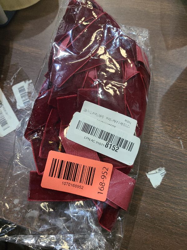 Photo 1 of 12PCS Red Velvet Bows for Christmas Tree, Garland Red Velvet Bows Ornaments for Christmas Tree with Gold Twist Ties?B)