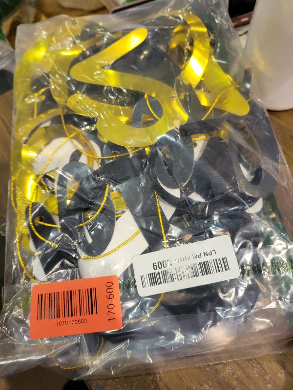 View 2 of 21st Birthday Decoration Kit - Happy 21st Banner Bunting Swirls Streamers, Triangle Flag Banner for Party Decorations - Black and Gold