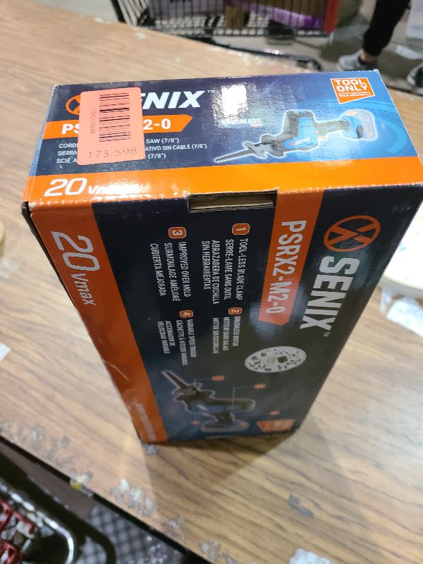 Photo 1 of SENIX PSRX2-M2-0 X2 20 Volt Max* 7/8-Inch Compact Reciprocating Saw Power Tool Set, Variable Speed, 3000 SPM Max, Tool-Less Blade Clamp, 3-Mode LED Light, Tool Only, Battery Not Included