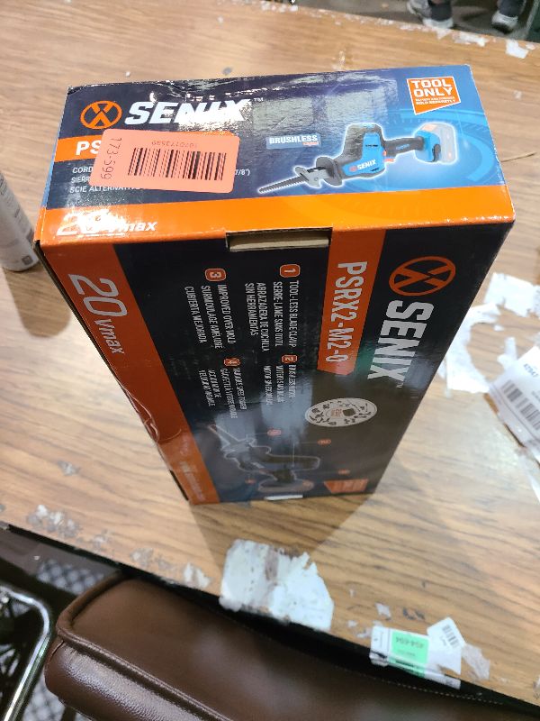 Photo 1 of SENIX PSRX2-M2-0 X2 20 Volt Max* 7/8-Inch Compact Reciprocating Saw Power Tool Set, Variable Speed, 3000 SPM Max, Tool-Less Blade Clamp, 3-Mode LED Light, Tool Only, Battery Not Included